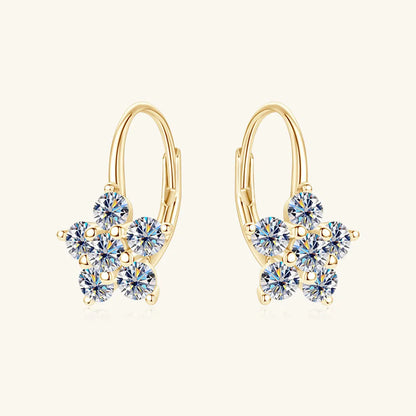 1.2 Carat 925 Sterling Silver Moissanite Flower Huggie Earrings